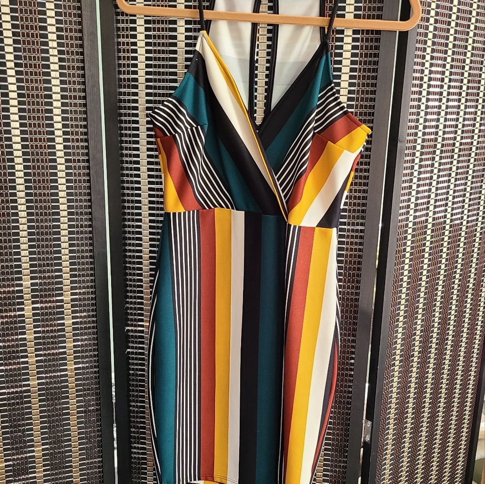 Colorful Striped Mini Dress